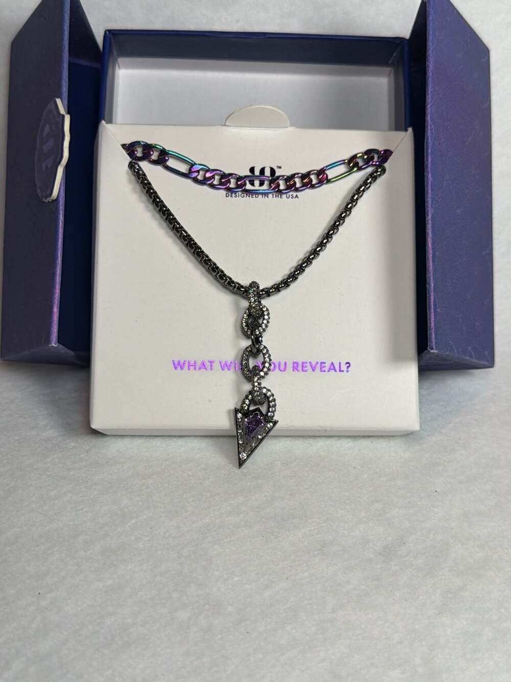 BP Sirens Seduction Of The Sea Necklace Amethyst CZ Hematite & Electroplated